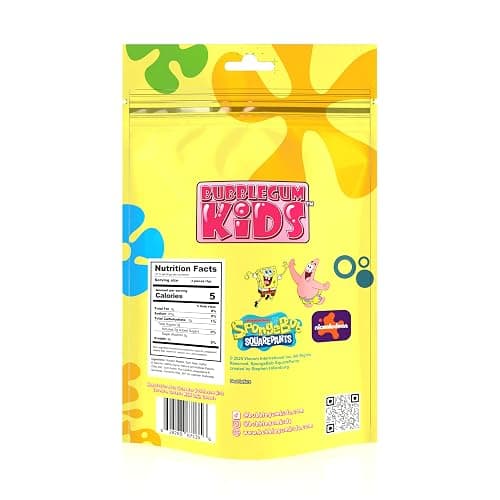 SpongeBob Pineapple Sugar Free Gum by Bubblegum Kids | Pineapple Flavor, Sugarless Gum with Xylitol | Vegan, Low Calorie Candy for Kids & Adults | Resealable Bag, 55 Pieces Per Pack, 1 Pack thumbnail 5