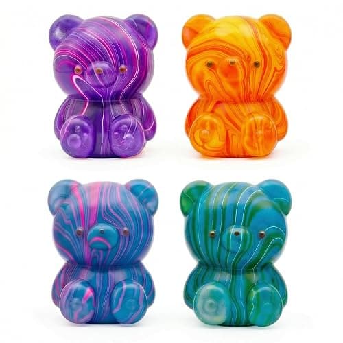 papejoyyy 4 Pack Bear Squishy Toys, 3 Inch Durable Slow Rising Stress Relief Sensory Squeeze Toys for Adults and Kids, Birthday Gifts, Party Favors, Classroom Prizes - Image 1