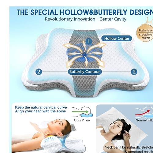 CHxxy Memory Foam Pillow, Cervical Pillow for Neck and Shoulder Pain Relief, Ergonomic Contour Bed Pillow, Soft for Side Sleep Stomach Sleeping and Back Sleeper thumbnail 3