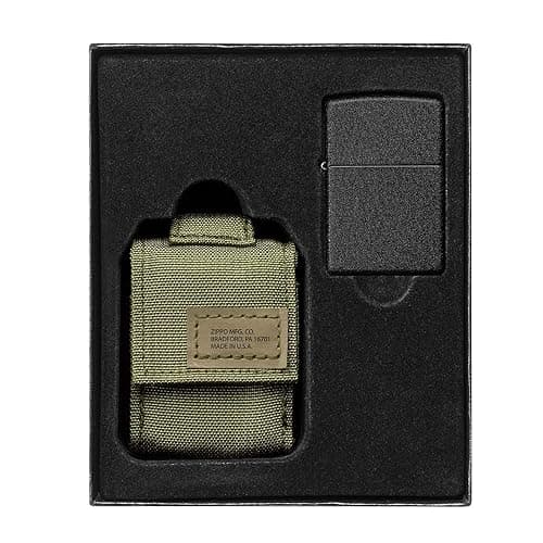 Zippo OD Green Tactical Pouch and Black Crackle Windproof Lighter Gift Set - Image 1