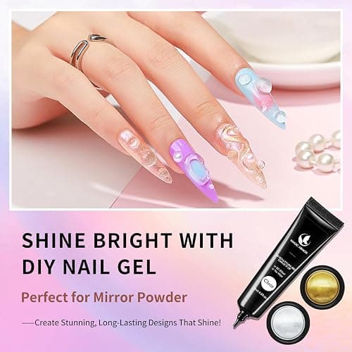 15g 3D Nail Gel and Chrome Powder Kit, Sculpting Gel Nail Art Glue for Art Designs DIY Craving Molding for Decoration Manicure Pedicure Use thumbnail 3