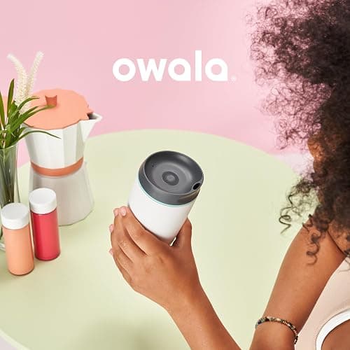 Owala SmoothSip Insulated Stainless Steel Coffee Tumbler, Reusable Iced Coffee Cup, Hot Coffee Travel Mug, BPA Free 20 oz, Gray (Cloudscape) thumbnail 5