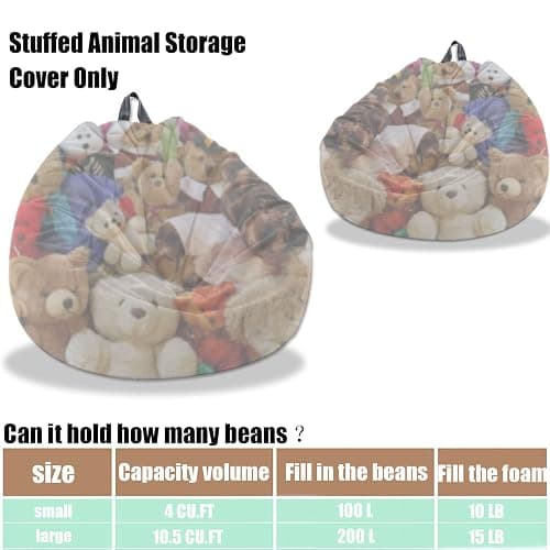 Kisoy Bean Bag Chair Cover (No Filler) Stuffed Animal Storage Bean Bag Cover Pets Dogs/Cats Lazy Beds. Washable Ultra Soft Corduroy Stuffed for Organizing Plush Toys or Textile, Sack Bean Bag thumbnail 4