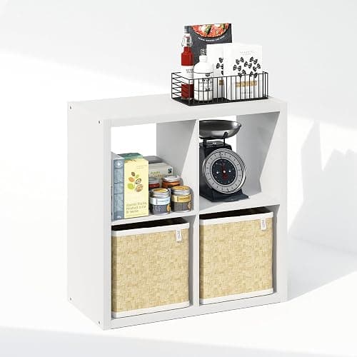 Furinno Cubic Open Back Multipurpose Clothing & Closet Storage Organizer Shelf, 4-Cube, White thumbnail 4