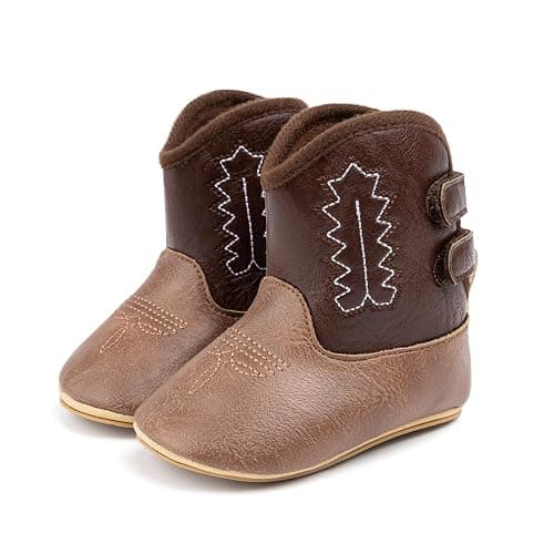 HsdsBebe Baby Boys Girls Western Cowboy Boots Infant Moccasins High Top Booties Toddler Soft Sole Non-Slip First Walker Crib Shoes - Image 1