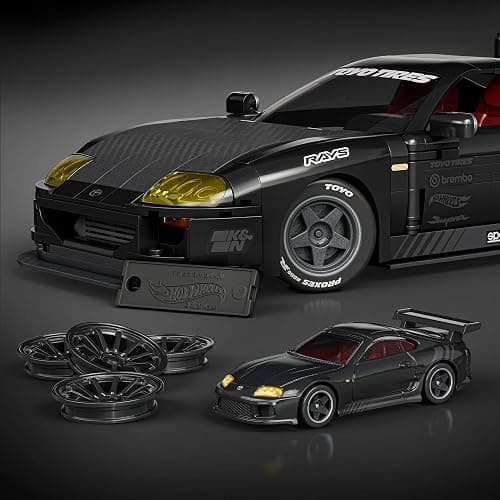 Mattel Brick Shop Hot Wheels '94 Toyota Supra MKIV Set de construcción | 824 piezas, detalles realistas, pegatinas, coche metálico a escala 1:64, coleccionistas adultos y niños 10+, JKG40 thumbnail 5