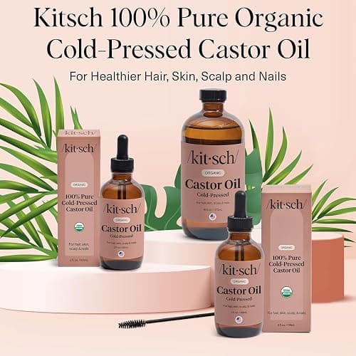 Kitsch Organic Castor Oil for Hair Growth - 100% Pure Castor Oil, Organic Cold Pressed Unrefined Glass Bottle for Face, Skin, Lashes, Brows, Scalp, Nails & Belly Button | Ideal Gifts for Women - 2 oz thumbnail 8