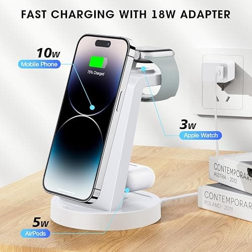 3 in 1 Charging Station for iPhone - Wireless Charger for Apple Products Multiple Devices - Charging Dock Stand for AirPods (for iPhone 17 16e 16 15 14 13 pro 12 11 X Max) thumbnail 7