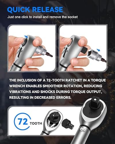 GOYOJO 32-Piece Torque Wrench Set, Chrome Vanadium Steel, 2-24 N.m - Includes 1/4" & 3/8" Sockets, T10-T40, M5-M8, H2-H8, PH1-PH3 Bits, 1/4" 4-Inch Extension - Versatile for Automotive, Cycling & DIY thumbnail 5