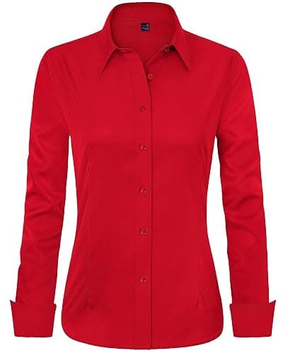 J.VER Womens Dress Shirts Long Sleeve Button Down Shirt Wrinkle-Free Business Casual Blouse Office Work Tops - Image 1