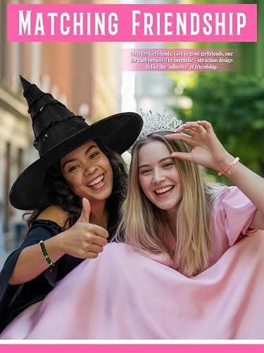 Piovelvt Matching Bracelets for Couples Best Friend Friendship Kit Bestie Gifts for Women Long Distance Ralationship Witch Merch Costume Crown Accessories thumbnail 3