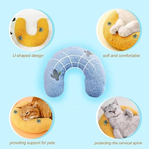 Whimsicalfox Cat Pillow for Indoor Cats, Ultra Soft Fluffy Cat Calming Pillow, Half Donut Cuddler with Cute Embroidery Pattern Providing Support of Pet Neck, Machine Washable thumbnail 7