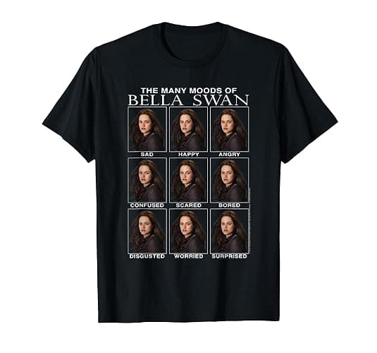 Twilight Saga The Many Moods of Bella Swan Meme Movie T-Shirt - Image 1