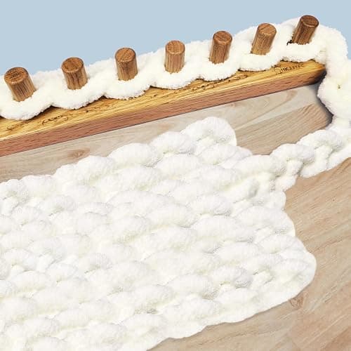 YBHJKL 31.5'' Chunky Yarn Loom -Wooden Blanket Making Kit for Adults -Hand Knitting Yarn Chunky for Blankets- Loom for Blanket Adjustable Size thumbnail 6