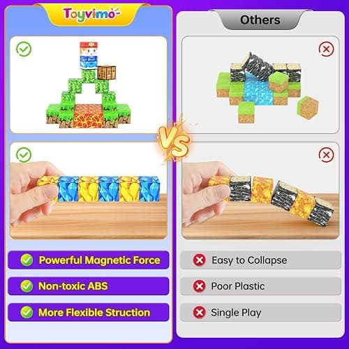 Toyvimo Magnetic Blocks 100PCS Kids Toys Magnetic Building Blocks Build Mine Magnet World Craft Cubes Boys Toys Ages 3-5 4-6 5-7 6-8, 3-12 Year Old Boy Birthday Gifts thumbnail 3