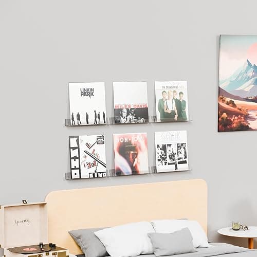 4 Pack Vinyl Record Wall Display,15" Acrylic Invisible Floating Bookshelf for Kids Room,Clear Wall Mounted Hanging Book Shelves,Modern Picture Ledge Display and Album Vinyl Wall Mount Shelf thumbnail 8