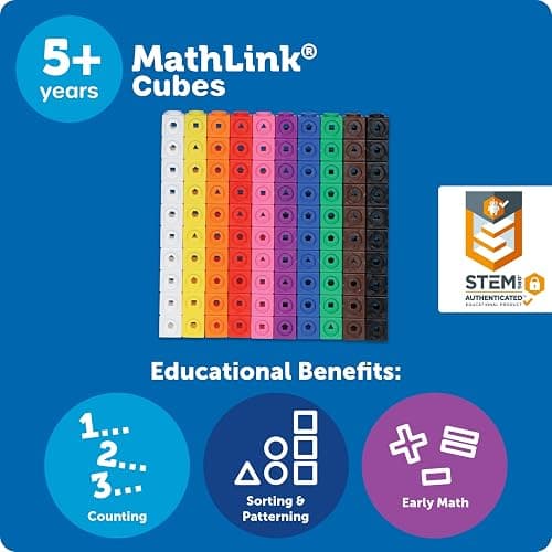 Learning Resources MathLink Cubes - Classroom Must Haves, Preschool Learning Activities, Teacher School Supplies, Building Blocks, Math Manipulatives, Homeschool Games, Back to School thumbnail 6