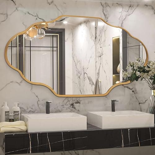 Dorlicecass Wall Mirror for Bathroom - Gold Mirror Wall Decor 20" x 36" Single Modern Mirror Wall Decor with Aluminum Alloy Frame for Bathroom, Bedroom, Living Room, Dining Room, Cloakroom, Entryway thumbnail 3