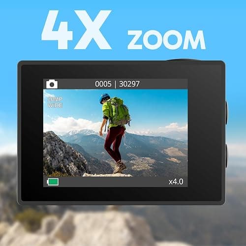 AKASO EK7000 4K30FPS 20MP WiFi Action Camera with EIS Ultra HD 131FT Waterproof Underwater Camera Remote Control 4X Zoom Support External Microphone Black thumbnail 7