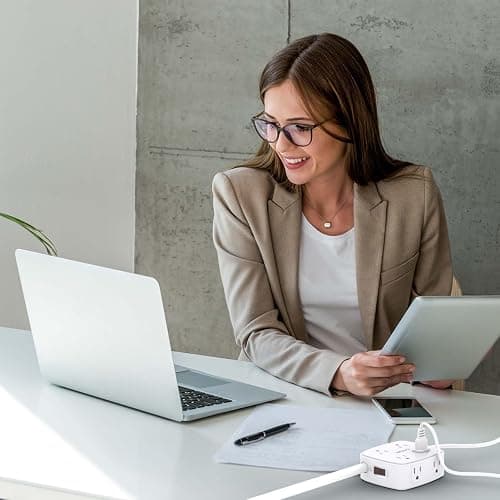 Surge Protector Power Strip - YISHU 8 Widely Outlets with 2 USB-C(PD 30W) and 2 USB-A Ports, 3 Side Outlet Extender with 6Ft Flat Plug Extension Cord, Wall Mount, Desk USB Charging Station, ETL,White thumbnail 5