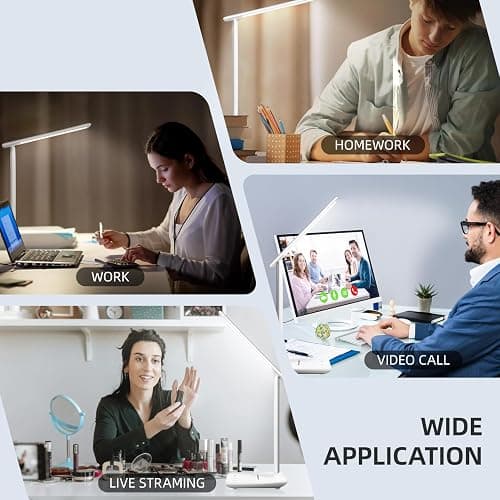 Carehabi LED Desk Lamp, Dimmable Table Lamp, LED Table Lamp with 5 Colours and 5 Brightness Levels, Reading Light with USB Charging Port, Touch Control for Children, Bedroom, Reading, Offices thumbnail 7