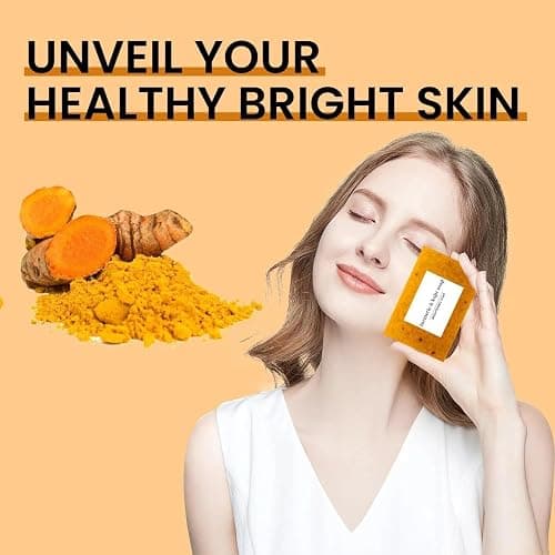2 PCS Turmeric & Kojic Acid Soap Bar for Body & Face - Brightens Skin, Fades Dark Spots & Acne, Boosts Collagen & Vitamin C for Even Tone & Smooth Glow thumbnail 6