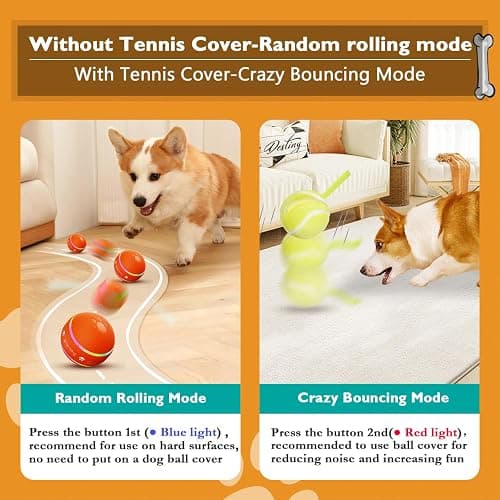 PetDroid Interactive Dog Toys Dog Ball,[2025 Newly Upgraded] Durable Motion Activated Automatic Rolling Ball Toys for/Small/Medium/Large Dogs,USB Rechargeable(Orange) thumbnail 2