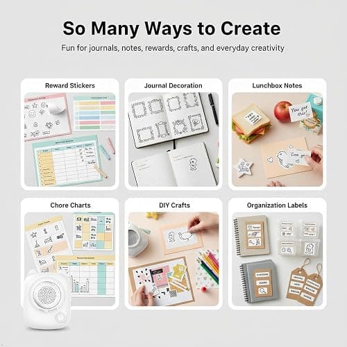 NeuroBuddie AI Voice Sticker Printer for Kids, Mini Thermal Sticker Maker, Inkless Portable Talk-to-Print Printer for Coloring Pages, Journals, DIY & Gifts thumbnail 5