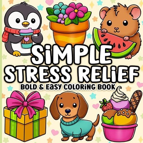 Bold and Easy Coloring Book: Simple Stress Relief Large Print Designs for Adults, Seniors & Beginners - Image 1