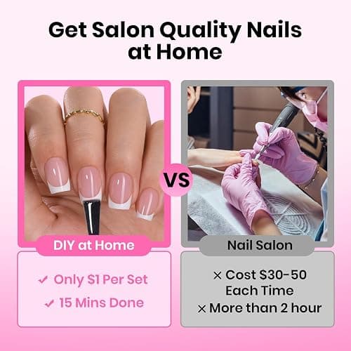 Beetles Gel Nail Tips Square Short, 320pcs 16 Sizes(00-14), Flat-X Pre-Etched Half Matte Full Cover Soft Gel Nail Tips, Natural Clear Press on False Nail Supplies, Easy DIY Nail Extension Salon Art thumbnail 5