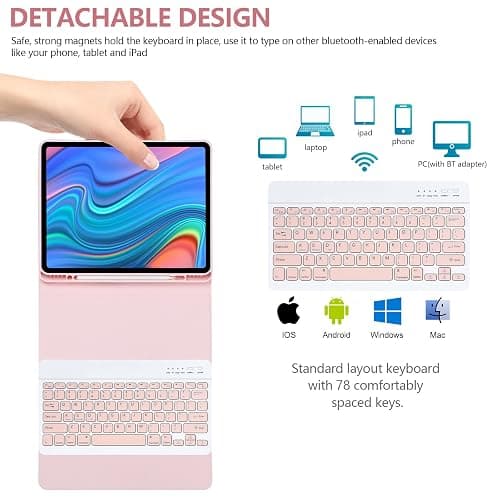besky Keyboard Case for iPad Air 13 (M2) 2024 & iPad Pro 12.9 inch (5th, 6th Generation), (Compatible for 13 inch Air & 12.9 inch Model) - Wireless Detachable Keyboard with Auto Sleep/Wake Function thumbnail 5