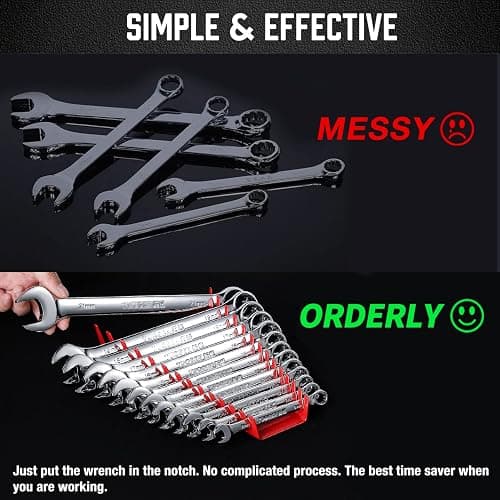 ALOANES 26-Slot Metal Wrench Organizer, Heavy Duty Wrench Organizer Tray for Tool Box, Professional Fit SAE & Metric Wrench Storage, 2 Pack Wrench Holders(Black) thumbnail 7