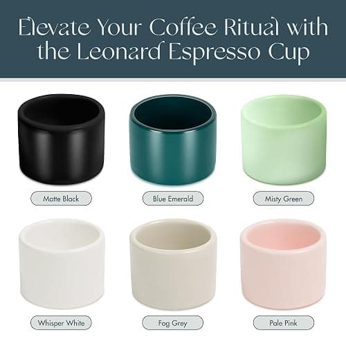 Folk Ceramics Leonard Ceramic Espresso Cups | Modern Stackable Demitasse Mugs for Espresso | Thick Walled, Handleless, Durable, Dishwasher & Microwave Safe | Set of 2, 3oz | Blue Emerald thumbnail 5