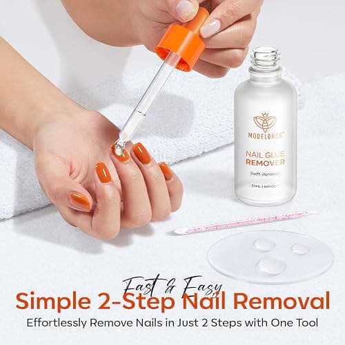 Modelones 50 ML Nail Glue Remover for Press On Nails, Upgrade Clear Stick On Nails Remover for Acrylic Tips, Nail Polish Remover with Wood Stick thumbnail 6