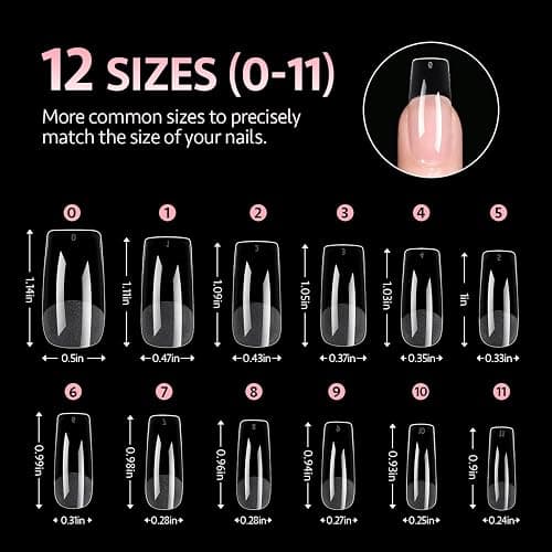 GAOY Medium Square Fake Gel Nail Tips, 12 Sizes False Full Cover Acrylic Press on Nails, 240Pcs Soft Half Matte Tips thumbnail 6