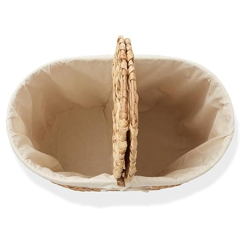 Casafield Oval Laundry Hamper with Lids and Removable Liner Bags - Natural, Woven Water Hyacinth 2-Section Laundry Basket Sorter for Clothes and Towels thumbnail 7
