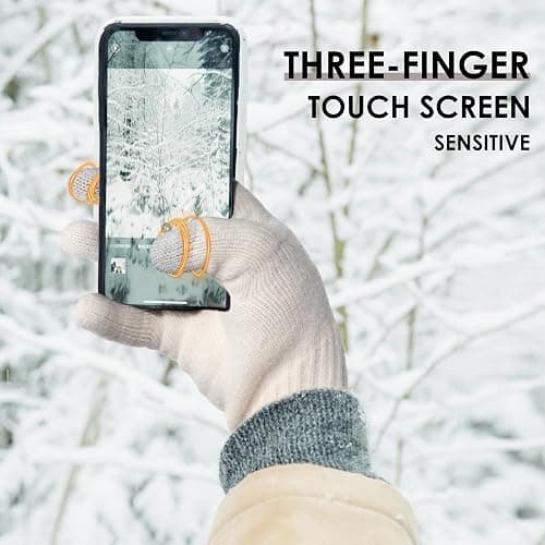 Achiou Women Winter Gloves, Touch Screen Texting Gloves, Elastic Soft Warm Knit Lined, One Size thumbnail 3