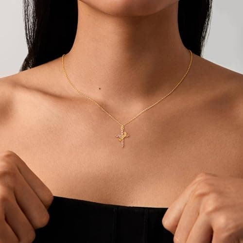 Robaice Perfect Gifts for Women – 14K Gold & Silver Plated Crown Cross Necklace, Enhanced Sparkle & Non-Tarnish Faith Jewelry with 12-Color Zircon Birthstones, Birthday & Christmas Gifts thumbnail 4