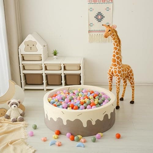 GOGOSO Ball Pit Balls Stars Moon Shapes Plastic Pitballs for Toddler Play Tent Baby Photo Props Kids Pool Water Toys Kiddie Pool Party Decor,Orange Green Blue,100pcs thumbnail 7