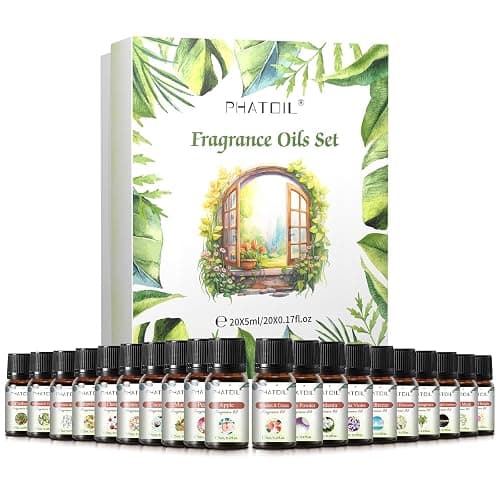 PHATOIL Coconut 20 Pcs Fragrance Oil Set, Premium Fragrance Oil, for Humidifier, DIY Candle & Soap Making Scent, Aromatherapy Diffuser Oils Set (5ML) thumbnail 8