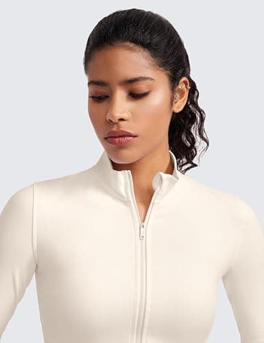 CRZ YOGA Womens Butterluxe Full Zip Cropped Workout Jacket Slim Fit Lightweight Athletic Yoga Tops with Thumb Holes thumbnail 5
