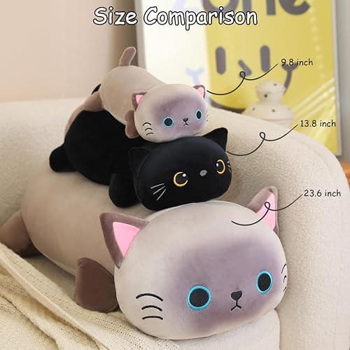 SQEQE Weighted Black Cat Plush, Weighted Black Cat Stuffed Animal, Cute Plushies Soft Pillow Toy Gift for Kids Adults 9.8 Inch, 0.8 Lbs thumbnail 6