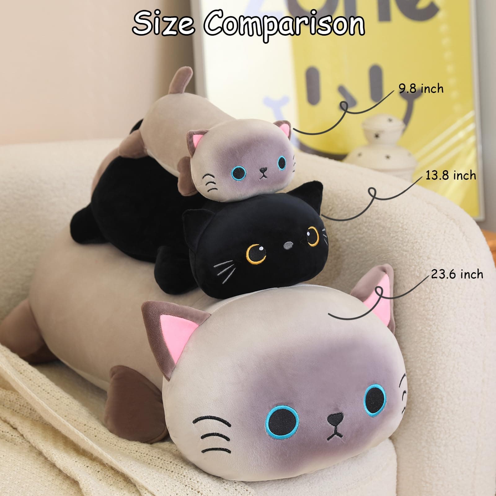 SQEQE Weighted Black Cat Plush, Weighted Black Cat Stuffed Animal, Cute Plushies Soft Pillow Toy Present for Kids Adults 35 CM, 0.7 KG thumbnail 5