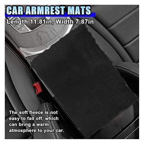 10PCS Fluffy Car Accessories Set, Furry Steering Wheel Cover with Warm Fuzzy Gear Shift Cover Ball Keychain Handbrake Cover Console Seat Belt Shoulder Pads & Diamond Ignition Ring Cup Mats (Black) thumbnail 8