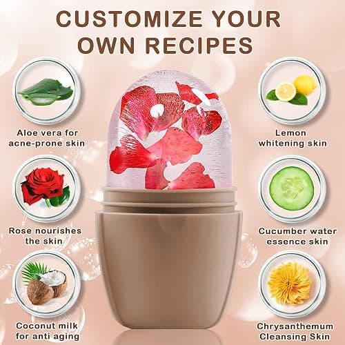 XHJRI Ice Face Roller Massager,Ice Cube Roller for Face, Eyes and Neck Naturally Conditioning and Skin Care,De-Puff Eye Bags,Reduce Migraine Pain,Reusable Massage Silicone Ice Mold (New Coffee) thumbnail 4