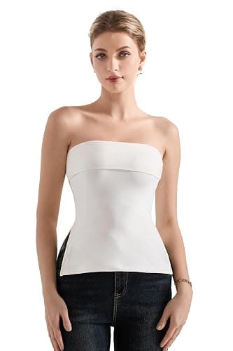 SUUKSESS Women Double Lined Going Out Trendy Tube Tops Side Split Sexy Tank Tops - Image 1