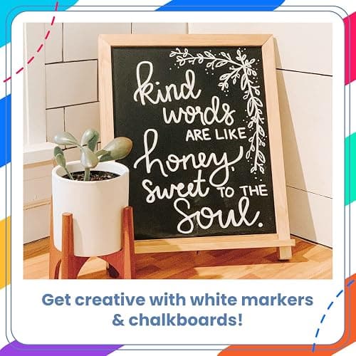 Chalkola 5 White Chalk Markers for Chalkboard Signs, Blackboard, Car Window, Bistro, Glass | 5 Variety Pack - Thin, Fine Tip, Bold & Jumbo Size Erasable Liquid Chalk Pens (1mm, 3mm, 6mm, 10mm, 15mm) thumbnail 5