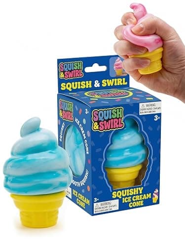 Ice Cream Squeeze Squishy, Ice Cream Cone Squishy, Slow Rise Sensory Fidget Toy, Easter Basket Stuffers Party Favors Summer Sensory Stress Relief (Blue) - Image 1