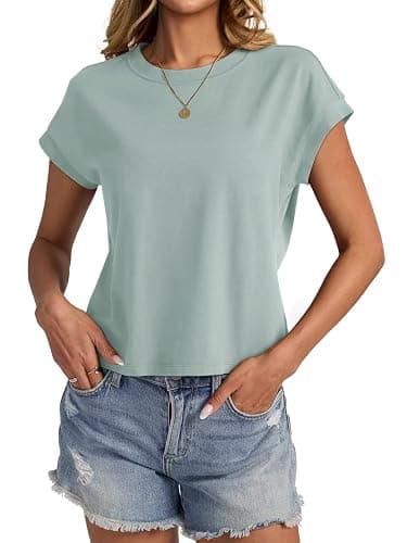 EasyGala Womens Cotton Crop Tops Loose Fit Crewneck Short Sleeve Summer Tee | 95% Cotton, Cap Sleeve, Cute, Basic, Casual, Going Out, Trendy Outfits, Fashion Clothes, Daily Wear, Work, Vacation thumbnail 4
