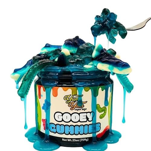 Sour Gooey Gummies, Sour Blue Raspberry Candy, Gummy Candy Mix, Ooze Gummies, Liquid Gummy 13 oz - Image 1